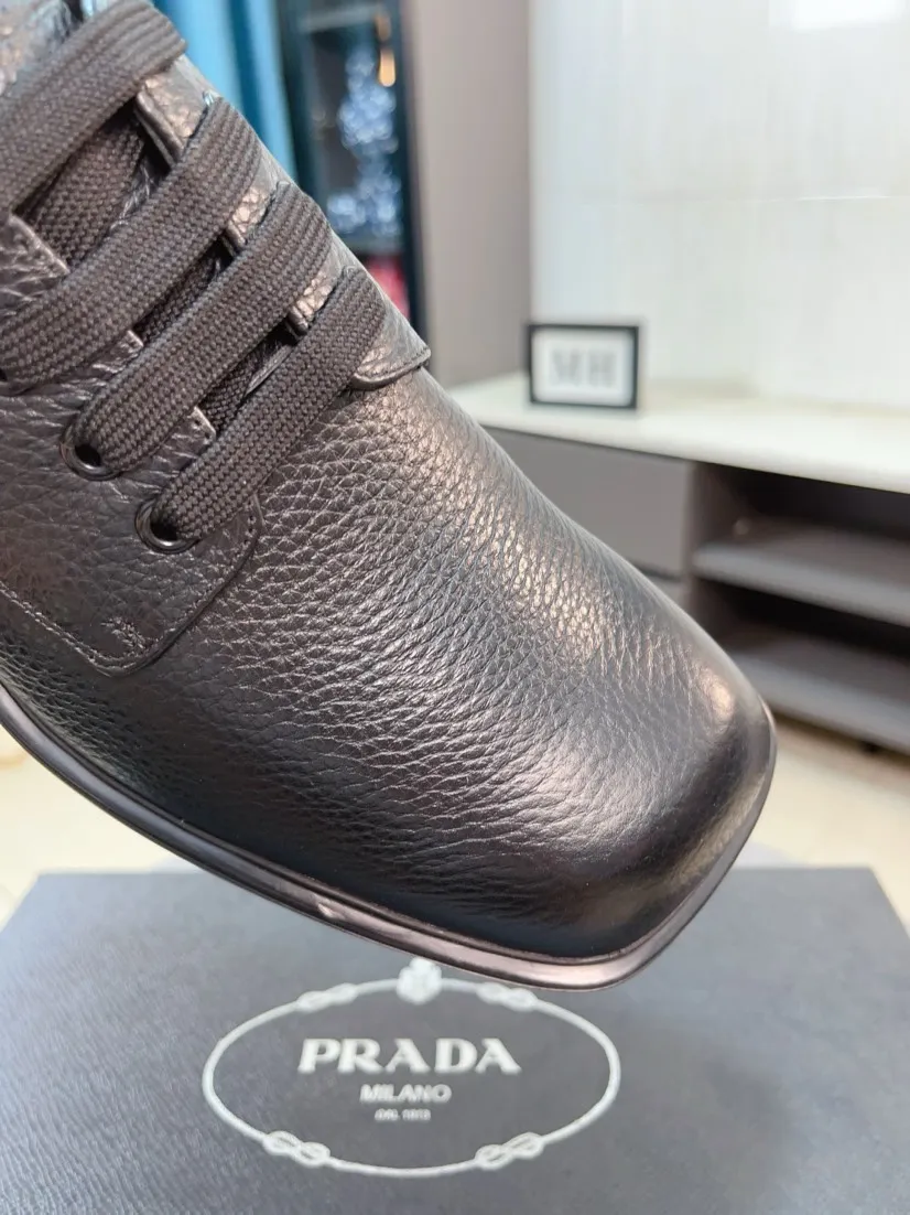 Men's shoes 💰540🌹🌹【PRADA Leather Shoes】Top purchasing agency Original imported Italian custom-made open-edge beaded cowhide leather surface, fully imported water-dyed breathable cowhide lining, original factory special molded sole super comfortable, size: 38-44